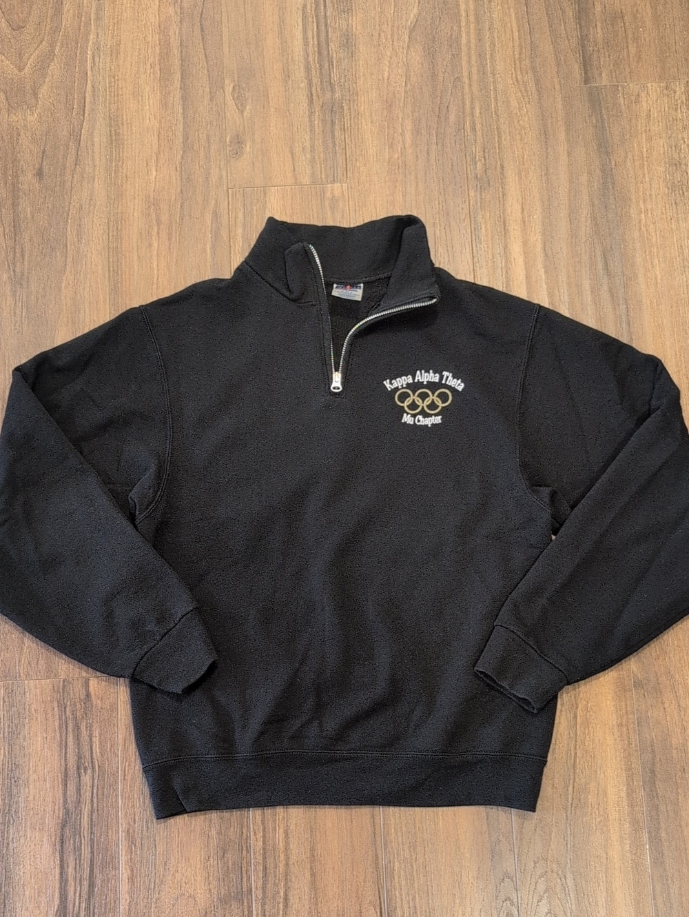 Kappa Alpha Theta Quarter Zip Black And Gold Sweatshirt